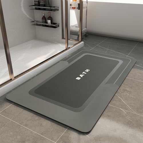 MontVoo Bath Mat-Bath Mat Rug Non Slip Super Absorbent Stain Resistant Quick Dry Thin Bathroom Rug-Bath Mats for Bathroom Floor Bathtub Vanity-Bathmat Bath Rug Easy Care-24"x35",Darkgrey by MontVoo