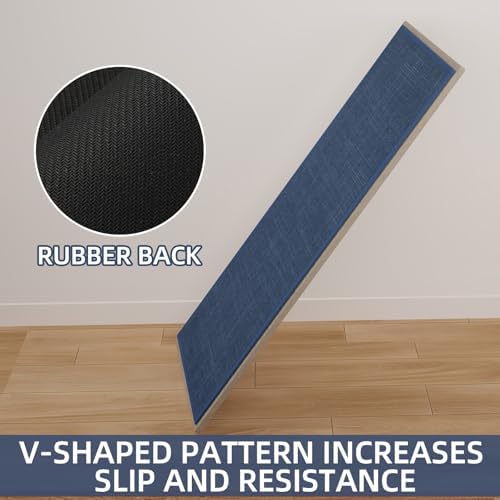 Kitchen Mats Set of 2 PCS for Floor, Washable Non Slip Rugs, Dark Blue - Image 5