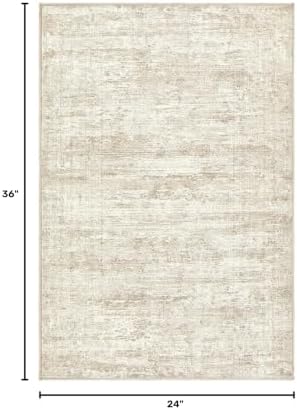 UERMEI 2x3 Entryway Area Rug: Washable Neutral Modern Abstract Small Rug - Non-Slip Low Pile Throw Indoor Carpet for Entrance Kitchen Front Door Mat Bathroom Entry Kids Room - Dark Brown - Beige/Brown - Image 2