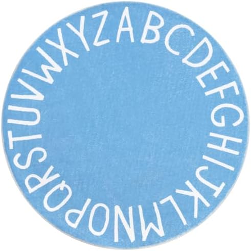 Topotdor Round ABC Area Rug,47 Inch Soft Floor Carpet,Sky Blue by Topotdor