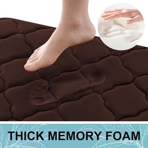 OLANLY Memory Foam Bath Mat Rug 47x17, Ultra Soft and Absorbent Bathroom Rugs, Non-Slip, Comfortable, Machine Washable Bath Carpet for Bathroom Floor, Tub, Shower and Home Decor Accessories, Brown - Image 3