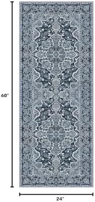 KUTA Vintage Washable Runner Rug 2x5 Runners Navy Blue 5ft Hallway Rug - Image 2