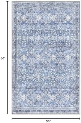 Sasttie 3x5 Area Rugs, Ultra-Soft Washable Rug for Living Room, Blue - Image 2