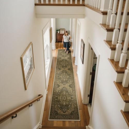 RELEANY Washable Area Rug, Runner 2'x9', Brown/Dark Brown - Image 2