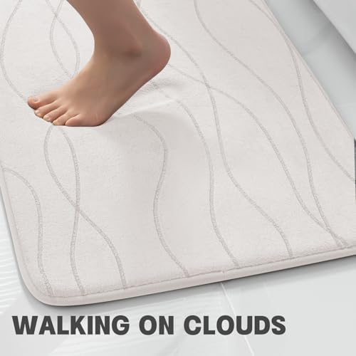 YIHOUSE Bathroom Rugs Set 2 Piece, Memory Foam Bath Mat White - Image 4