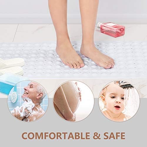 Sheepping Baby Bath Mat Non Slip Extra Long Bathtub Mat for Kids 40 X 16 Inch - Eco Friendly Bath Tub Mat with 200 Big Suction Cups,Machine Washable Shower Mat (White) - Image 5