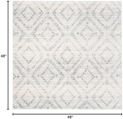 SAFAVIEH Adirondack Collection Area Rug - 4' Square, Ivory & Light Blue, Modern Diamond Distressed Design, Non-Shedding & Easy Care, Ideal for High Traffic Areas in Living Room, Bedroom (ADR131T) - Image 2