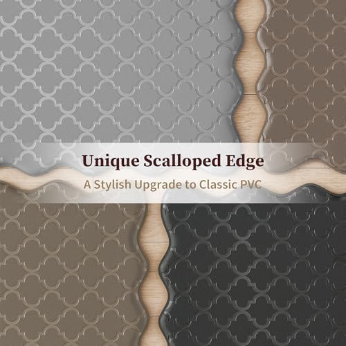 Arenarug Upgrade Scalloped Kitchen Mats for Floor 2PCS, Black Kitchen Rugs - Image 2