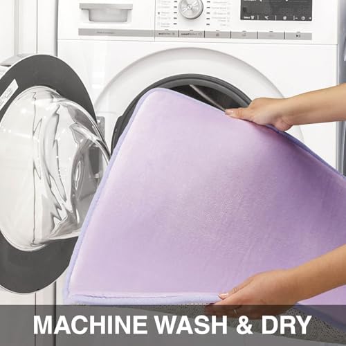 Memory Foam Bath Mat Non Slip Absorbent Super Cozy Velvet Bathroom Rug Carpet (17 inches X 24 inches, Lavender) - Image 4