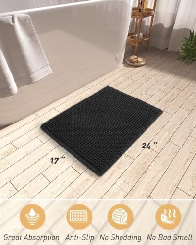 Upgraded Waffle Bath Mat Ultra Absorbent Non Slip Bathroom Mat, 17" x 24" - Image 2