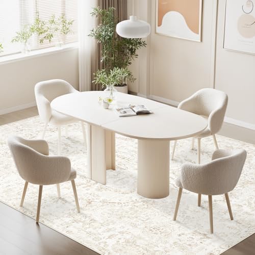 5x7 Area Rugs for Living Room: Washable Rug Vintage Large Rugs Soft Non Slip Low Pile Rug Floral Distressed Floor Carpet for Bedroom Kitchen Nursery Dining Room Home Office (Beige, 5'x7') - Image 4