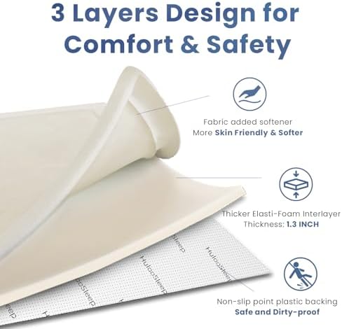 Huloo Sleep Ultra Soft Baby Play Mat for Floor, 1.3" Thick Elasti-Foam 65x50 Play Mat for Playpen,Water-Repellent Coral Velvet for Tummy Time, Non-Slip Backing,Safe for Toddlers & Infants（Cream） - Image 6