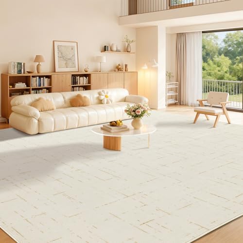 LIANLAM Washable Rug Area Rugs for Living Room - Stain Resistant Non-Slip Backing Boho Rug for Bedroom,Durable & Ultra-Thin Vintage Large Area Rug(10' x 14',White) - Image 4