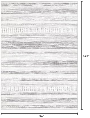 Tortania Area Rug Living Room Rugs - 8x10 Washable Large Soft Neutral Boho Moroccan Bohemian Farmhouse Rug Indoor Floor Carpet for Bedroom Under Dining Table Home Office Decor - Light Grey - Image 2