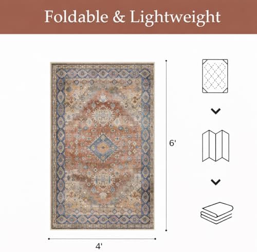 GENIMO Indoor Outdoor Rug, Washable for Patio and Deck, Dusty Blue, 4x6 - Image 2