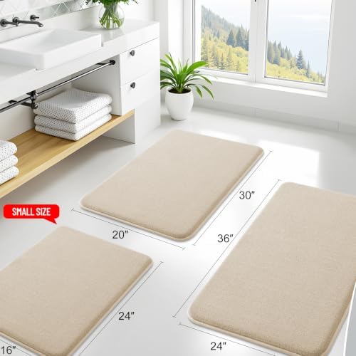 Smiry Memory Foam Bath Mat 40x30, Extra Soft Absorbent Bathroom Rugs - Image 2
