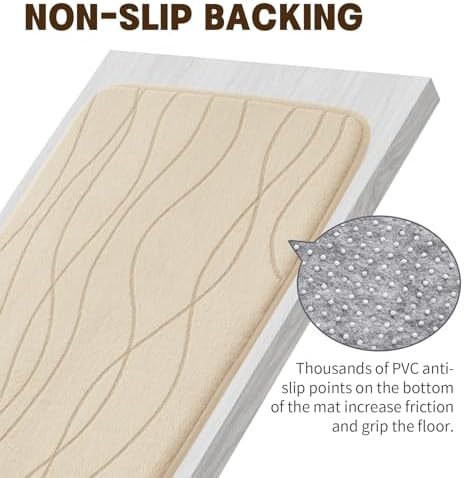 YIHOUSE Bathroom Rugs Set 2 Piece, Memory Foam Bath Mat Khaki - Image 7