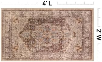 Rugshop Traditional Medallion Washable Non-Slip Area Rug, 2'x4' Brown - Image 2