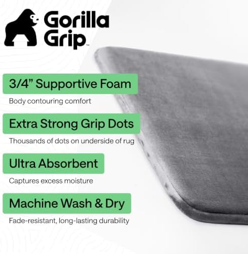 GORILLA GRIP® Memory Foam Bath Rug for Bathroom, 36x24 Graphite Gray - Image 2