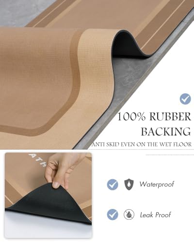 MontVoo Bath Mat-Bath Mat Rug Non Slip Super Absorbent Stain Resistant Quick Dry Thin Bathroom Rug-Bath Mats for Bathroom Floor Bathtub Vanity-Bathmat Bath Rug Easy Care-24"x35" Brown - Image 4