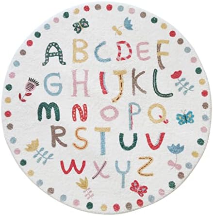 Poowe ABC Kids Rug Round Alphabet Soft Area Rugs Non Slip for Bedroom Classroom(Round 39.4") - Image 3