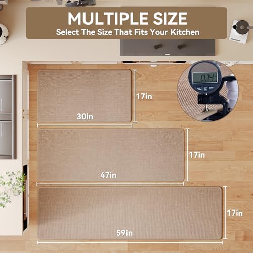 YDKGL Kitchen Rugs Kitchen Mats for Floor Non Slip Washable Brown 17"x47" - Image 2