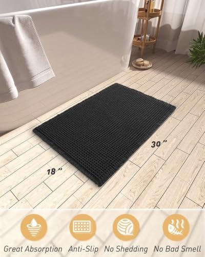 Upgraded Waffle Bath Mat Ultra Absorbent Non Slip Bathroom Mat, 18" x 30" - Image 2