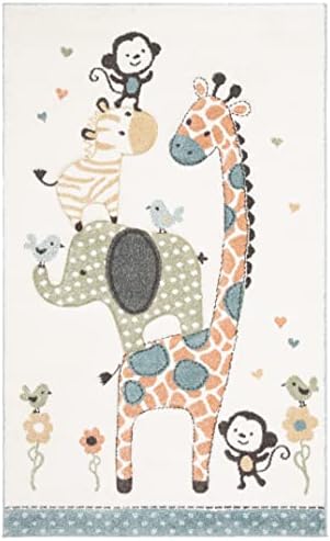 SAFAVIEH Carousel Kids Area Rug 4'x6', Modern Ivory CRK120A - Image 2