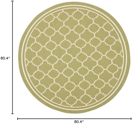 SAFAVIEH Washable Rug Outdoor Courtyard Collection - 6'7" Round, Green & Beige, Non-Shedding & Easy Cleaning, Ideal for Patio, Backyard, Mudroom (CY6918-244) - Image 6