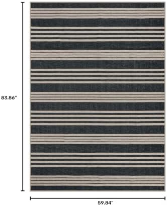 Lahome Striped Easy Jute Outdoor Patio Rug, 5x7 Area Rugs Washable Black - Image 2