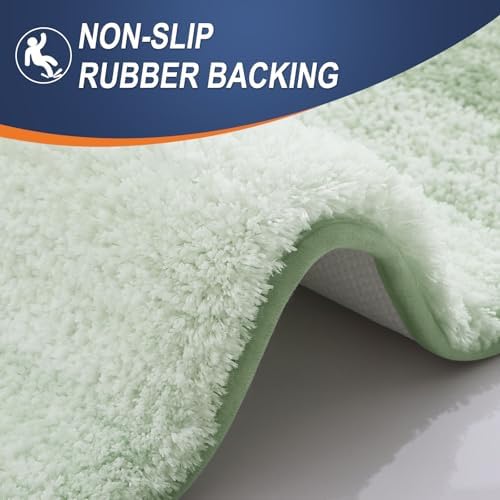 OLANLY Micorfiber Bathroom Rug Set 2 Piece, Absorbent Bath Mats, Sage Green - Image 5