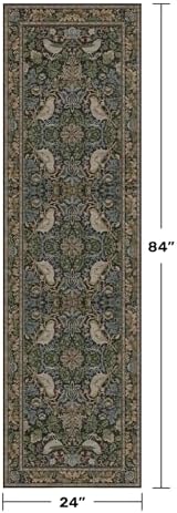 Floral Kitchen Runners - 2x7 Long Runner Rug for Hallway Bathroom Laundry Room Bedroom Beside Bed Entryway, Boho Birds Leaves Patterned Non Slip Low Pile Washable Rugs - Image 2
