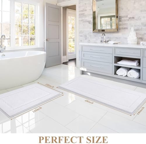 Pauwer Bathroom Rugs Sets 2 Piece, Non Slip Washable Bath Mat, White - Image 6