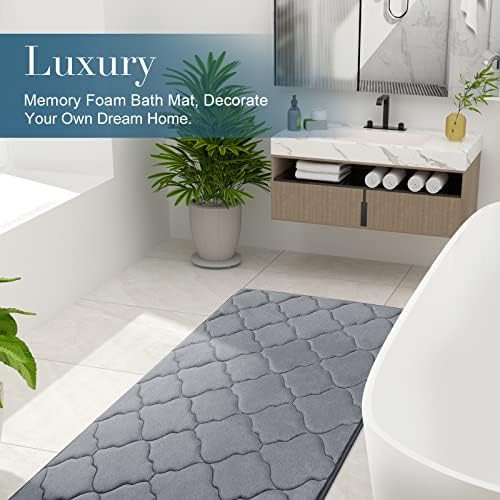 OLANLY Memory Foam Bath Mat Rug 44x24, Ultra Soft Bathroom Rugs, Dark Grey - Image 5