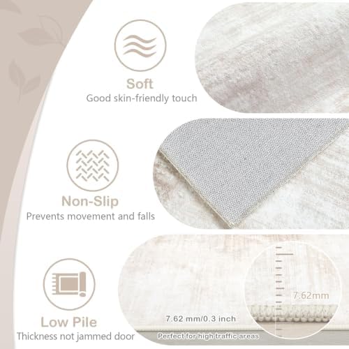 2x8 Runner Rug Washable Hallway Rugs: Modern Abstract Kitchen Rug Soft Non Slip Neutral Long Runners Stain Resistant Indoor Carpet for Entryway Bedroom Laundry Home(Beige,2'x8') - Image 6