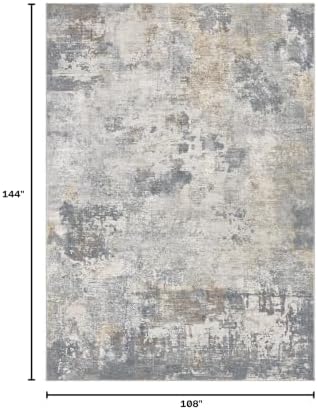 UERMEI 9x12 Area Rug Living Room Rugs - Washable Neutral Modern Abstract Soft Thin Large Rug Indoor Floor No Slip Rug Carpet for Bedroom Under Dining Table Home Office Decor - Blue Grey - Image 2