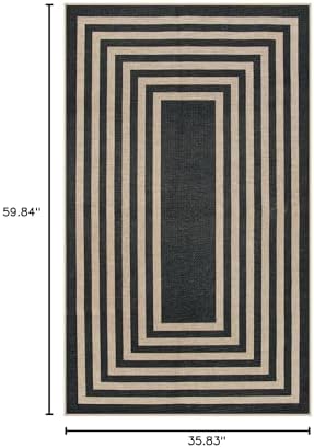 Lahome Modern 3x5 Outdoor Rug,Black Indoor Outdoor Front Porch Rug Non Slip - Image 2