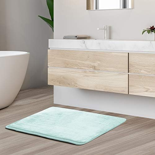 Clara Clark Bathroom Rugs, Velvet Memory Foam Bath Mat, Non-Slip, Machine Washable Bath Rugs - Dries Quickly, Ultra Soft Plush Bath Mats for Bathroom, 17 x 24, Light Blue - Image 2