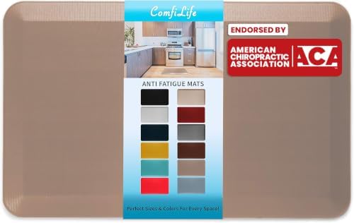 ComfiLife Anti Fatigue Floor Mat – 3/4 Inch Thick Kitchen Mats for Floor, Standing Desk Mat, Kitchen Rug – Comfort at Home, Office – Durable – Stain Resistant – Non-Slip Bottom (24" x 70", Beige) by ComfiLife
