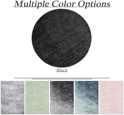LIANLAM 6 FT Washable Rug, Black Solid Round Rugs for Living Room & Bedroom - Image 6