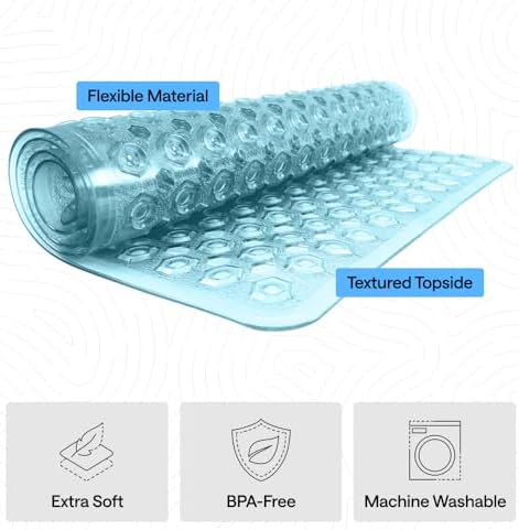 GORILLA GRIP Bath Tub Shower Mat, Bathtub Floor Liner 35x16 Clear Turquoise - Image 4