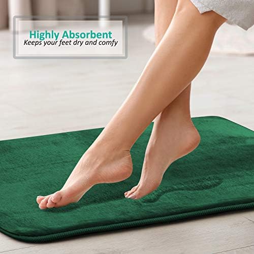 Clara Clark 2 Piece Bathroom Rugs, Velvet Memory Foam Bath Mat Set, Non-Slip Bath Rugs, Machine Wash, Dries Quickly, Ultra Soft Plush Bath Mats for Bathroom, 20 x 32 + Contour, Hunter Green - Image 5