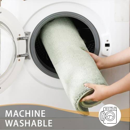 MINIDEAR Bathroom Rugs 47x17 Sage Green - Thick Memory Foam Bath Mat, Ultra Soft & Plush Fluffy, Non-Slip, Quick Dry, Absorbent Washable Floor Microfiber Mat for Tub, Home Decor Accessories - Image 5