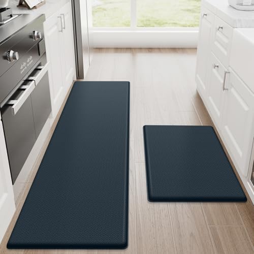 StepRite Kitchen Mats for Floor, 2-Piece Anti-Fatigue Rugs, Dark Charcoal by Bringcushiontoyourlife