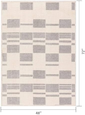 Pale Grey Matrix 4x6 ft Light Gray Area Rug for Living Room Office - Image 2
