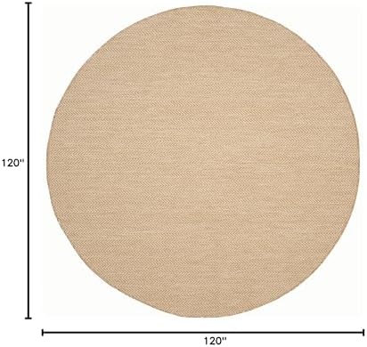 SAFAVIEH Courtyard Outdoor Round Rug 10', Natural & Cream CY8022-03012 - Image 2