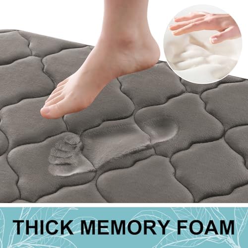 OLANLY Memory Foam Bath Mat Rug 30x20, Ultra Soft Bathroom Rugs, Taupe - Image 3