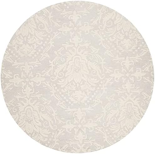 SAFAVIEH Blossom Collection Area Rug - 8' Round, Light Grey & Ivory, Handmade Wool, Ideal for High Traffic Areas in Living Room, Bedroom (BLM107A) - Image 2