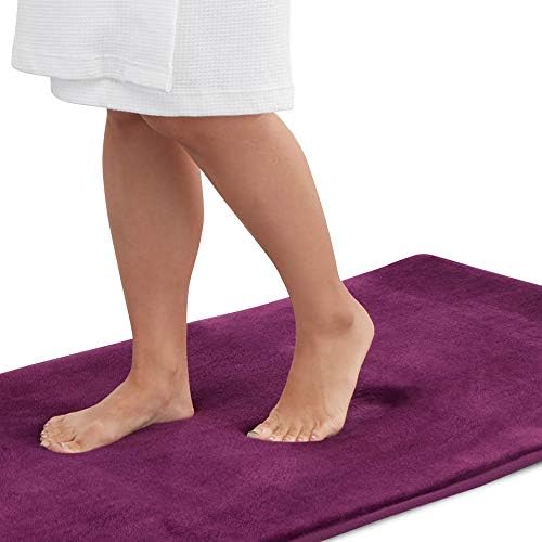 Memory Foam Bath Mat Non Slip Absorbent Super Cozy Velvet Bathroom Rug Carpet (22 inches X 42 inches, Eggplant) by Genteele