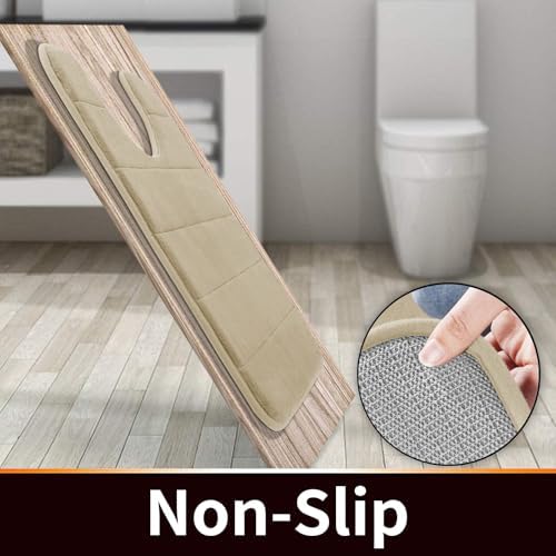 Yimobra Memory Foam Toilet Bath Mat U-Shaped, Soft and Comfortable, Super Water Absorbent, Non-Slip, Machine Wash and Easy to Dry for Bathroom Commode Contour Rug, 24 X 24 Inches, Light Tan - Image 4